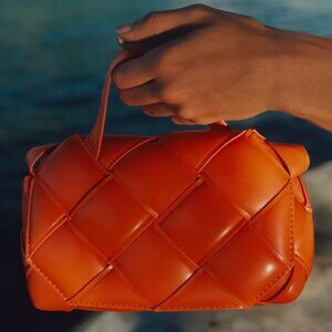 NWT Puffy Woven Orange Crossbody Bag By Anthropologie